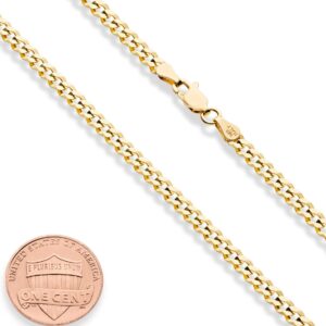 Miabella Italian Solid 18k Gold Over 925 Sterling Silver 3.5mm Diamond Cut Cuban Link Curb Chain Necklace for Women Men, Made in Italy (Length 20 Inches)