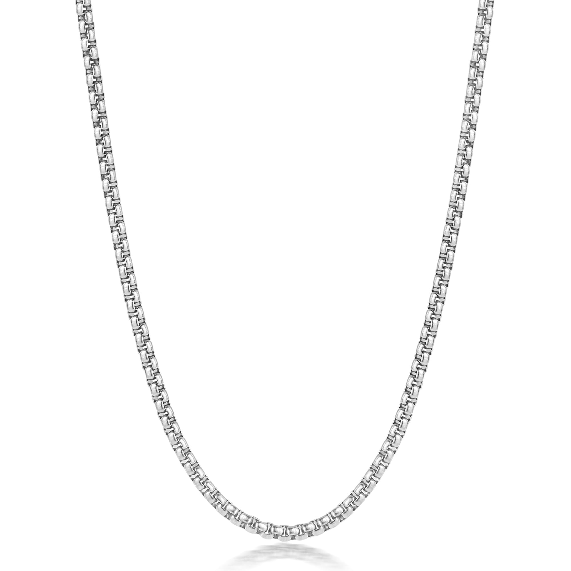 Fiusem Silver Tone Chain for Men, 2.5mm Mens Chain Necklaces, Stainless Steel Box Chain Necklace for Men and Women, Mens Necklace 20 Inch