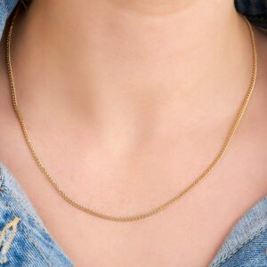 Barzel 18K Gold Plated Curb/Cuban Link Gold Chain Necklace 2MM, 3MM, 4MM, 5MM For Women or Men - Made In Brazil (24 Inches, 2MM Gold)