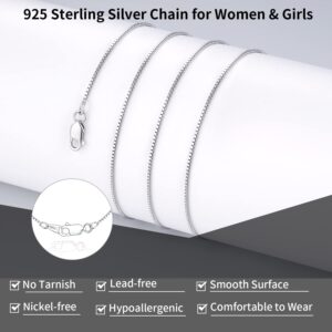 Jewlpire 925 Sterling Silver Chain for Women Girls 0.8mm Box Chain Lobster Claw Clasp - Italian Necklace Chain - Super Thin & Strong - Friendly Price & Quality 16 Inch