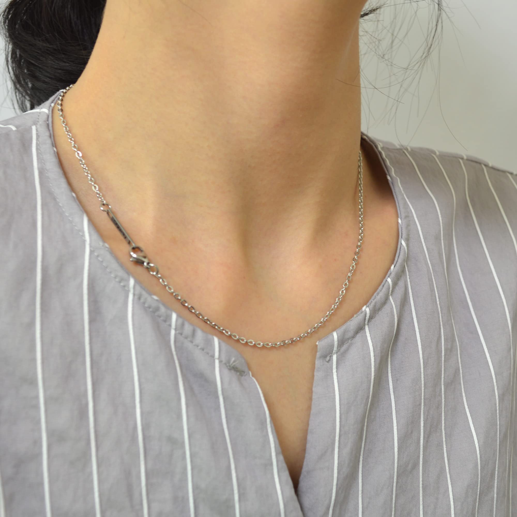 2MM Stainless steel chain necklace, Thin cable chain necklace for women men, Silver chains for necklace alone or pendant addition, 16-30 inch Available (27 inch)