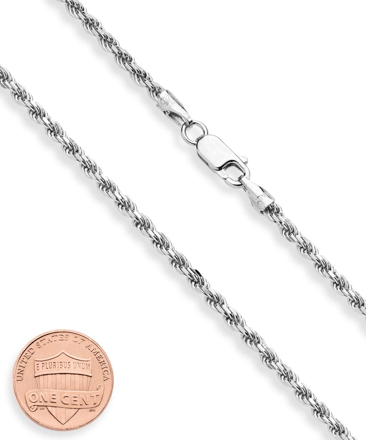 Miabella Solid 925 Sterling Silver Italian 2mm, 3mm Diamond-Cut Braided Rope Chain Necklace for Men Women, 925 Sterling Silver Made in Italy (3mm, Length 22 Inches (men's average length))