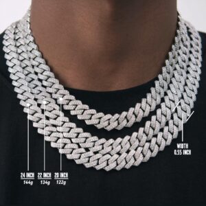 APaztip Mens Cuban Link Chain Silver 20'' Necklace Iced Out Thick Chain For Women Bling Diamond Cut Cuban Link Chains For Men Hip Hop Jewelry