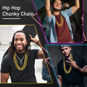 Catcan Hip Hop Chunky Gold Chain 2 Pack, 36 Inch Big Plastic Gold Necklace 80s 90s Punk Turnover Necklace Men Costume Accessory for Party Costume Class Bar