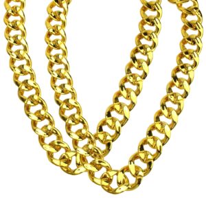catcan hip hop chunky gold chain 2 pack, 36 inch big plastic gold necklace 80s 90s punk turnover necklace men costume accessory for party costume class bar