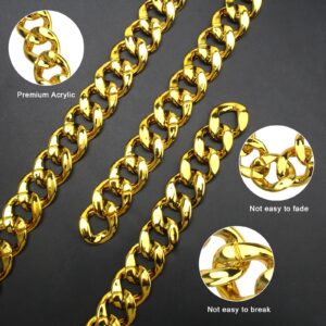 Catcan Hip Hop Chunky Gold Chain 2 Pack, 36 Inch Big Plastic Gold Necklace 80s 90s Punk Turnover Necklace Men Costume Accessory for Party Costume Class Bar