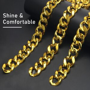 Catcan Hip Hop Chunky Gold Chain 2 Pack, 36 Inch Big Plastic Gold Necklace 80s 90s Punk Turnover Necklace Men Costume Accessory for Party Costume Class Bar