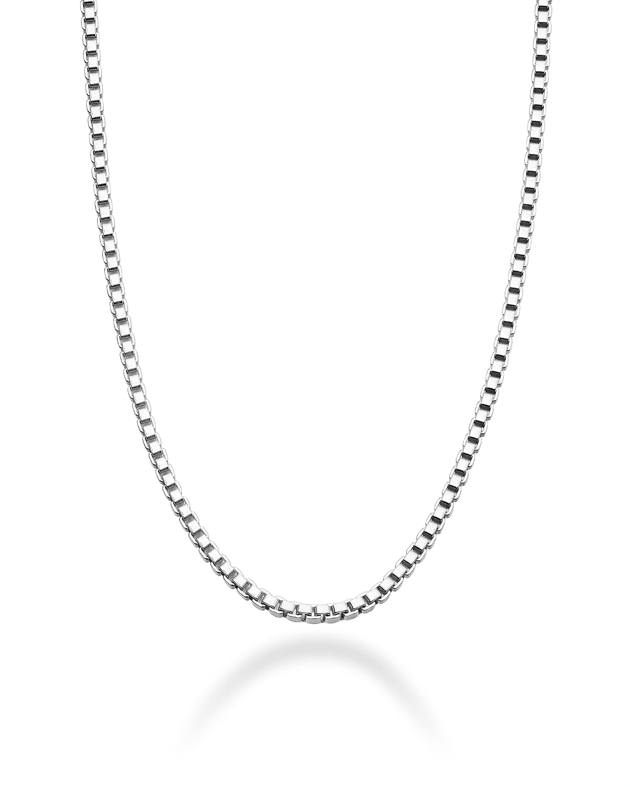 Miabella Solid 925 Sterling Silver Italian 1mm Box Chain Necklace for Women, Made in Italy (Length 24 Inches)