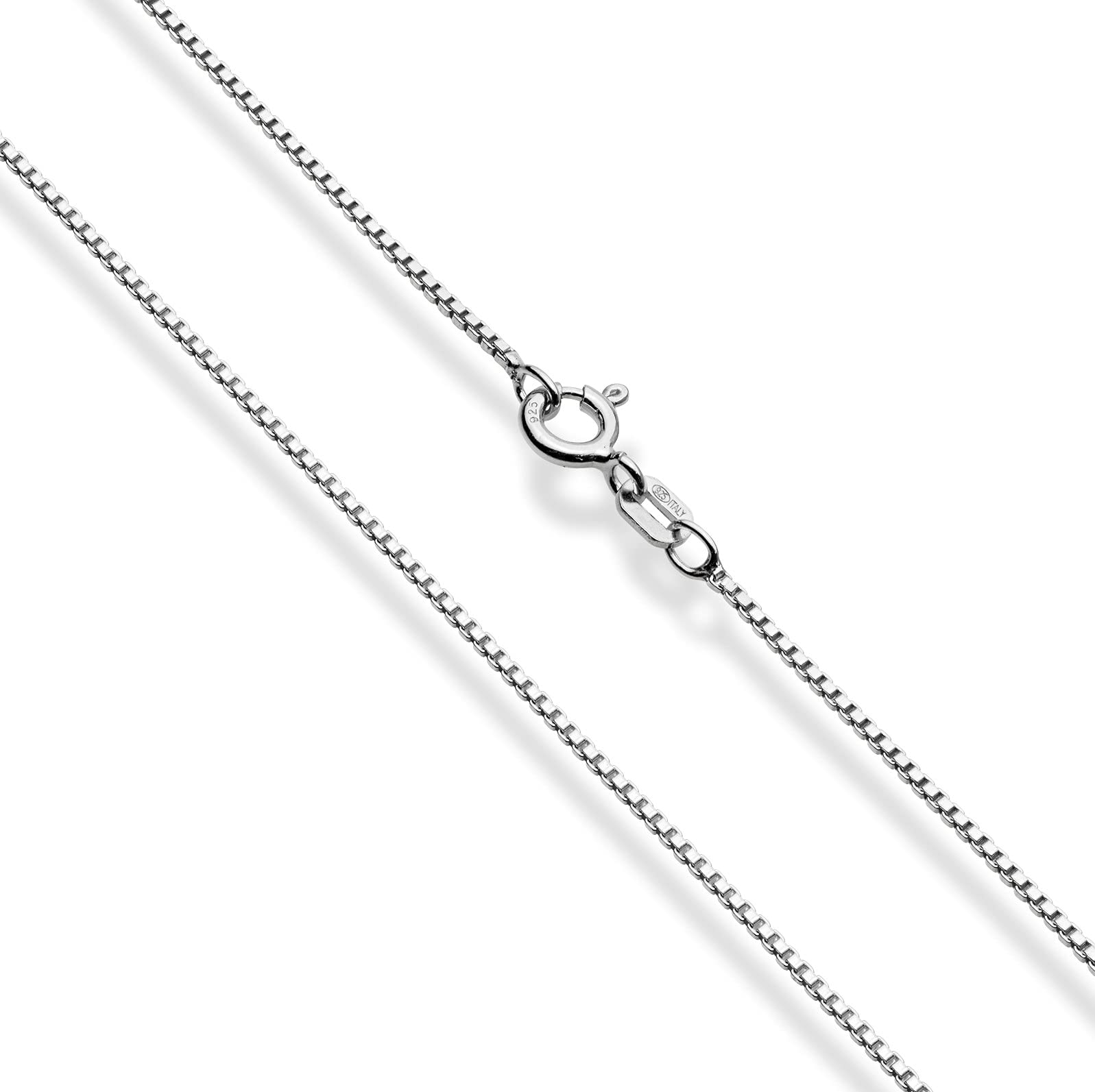 Miabella Solid 925 Sterling Silver Italian 1mm Box Chain Necklace for Women, Made in Italy (Length 24 Inches)