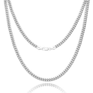 waitsoul 925 sterling silver cuban chain lobster clasp 4mm silver cuban link curb chain necklace for women men diamond cut 16-30 inches(18)