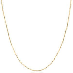 Amazon Essentials 18K Gold Over Sterling Silver Thin 0.8mm Box Chain 16", Yellow Gold (previously Amazon Collection)