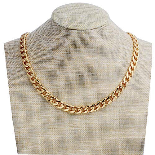 Gold Chain, 24" Gold Necklace, Fake Gold Chain for Men, Feel Real Solid 18k Gold Plated Fake Chain Necklace 24 Inch 10MM