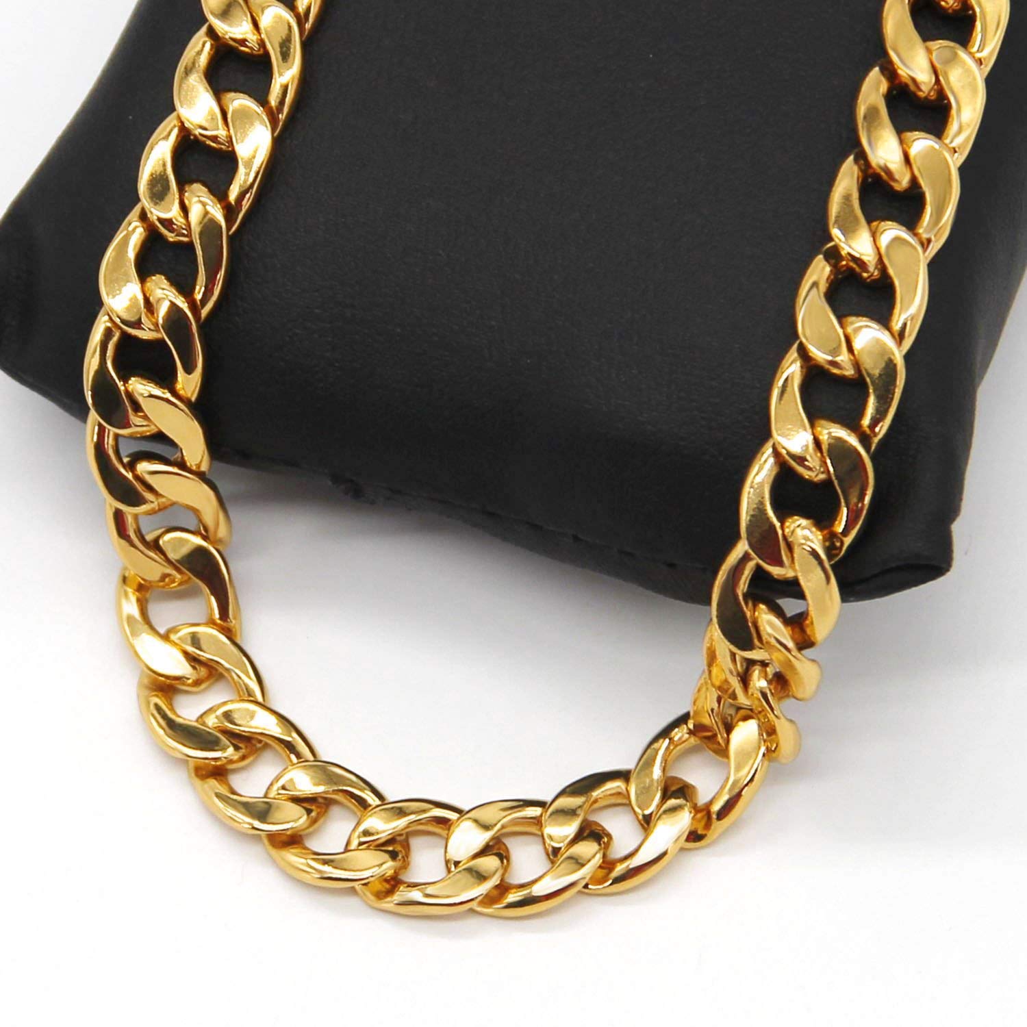 Gold Chain, 24" Gold Necklace, Fake Gold Chain for Men, Feel Real Solid 18k Gold Plated Fake Chain Necklace 24 Inch 10MM