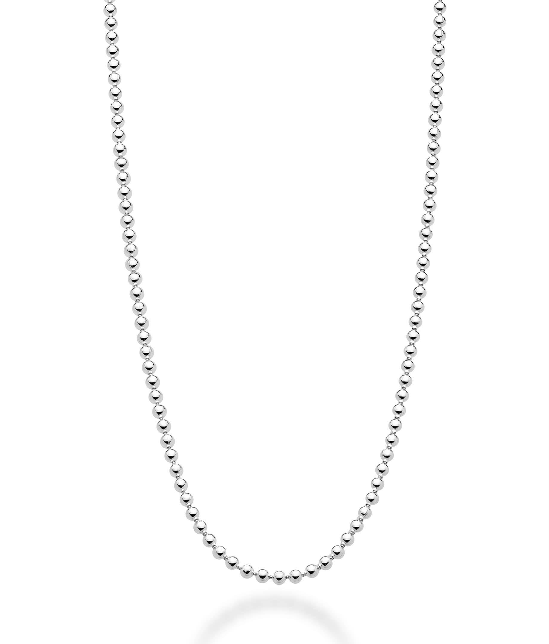 Miabella Italian 925 Sterling Silver 2mm Ball Chain Solid Bead Necklace Made in Italy(Length 20 Inches)