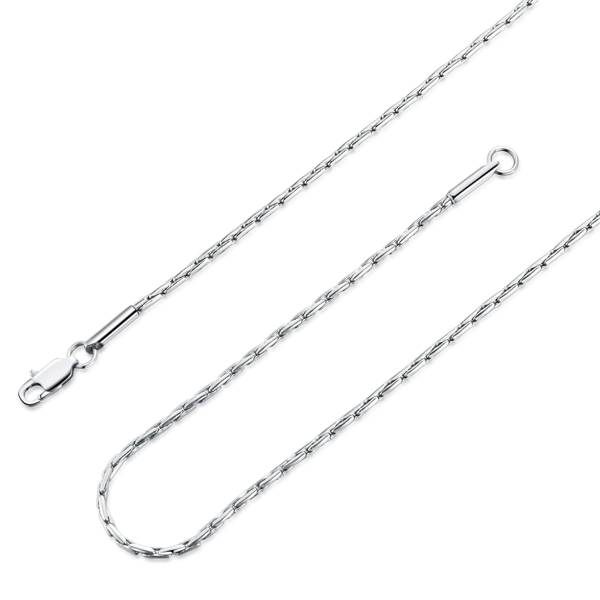 TRUSUPER Silver Color Style Titanium Stainless Steel Mens Womens Italy Fantastic Chain Necklaces 2mm Unisex 24 Inch