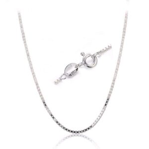 bqfife 925 sterling silver designer chain 0.8mm delicate italian box chain - super thin & strong lovely necklaces (22)