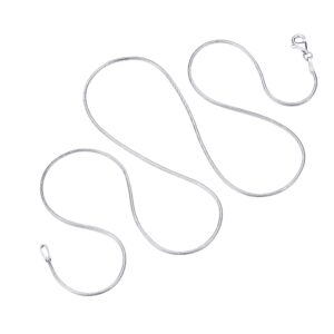 MILACOLATO 925 Sterling Silver Chain Necklace for Women Men 1MM Solid Round Snake Chain Necklace Rhodium Plated Durable Italian Silver Necklace Chain Jewelry - Lobster Clasp - 18"