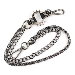 ARZASGO Unisex Punk Chains for Pants, Heavy Duty Multi-layer Belt Chains Hip Hop Trousers Jeans Chain with Carabiner Clasps for Wallet Keys (Spike Chain)