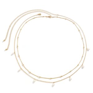 2Pcs Summer Beaded Waist Chain Metal Bikini Multi-Layer Waist Belly Chain Sexy Beach Beads Body Chain Pearl Simple Waist Chain for Women