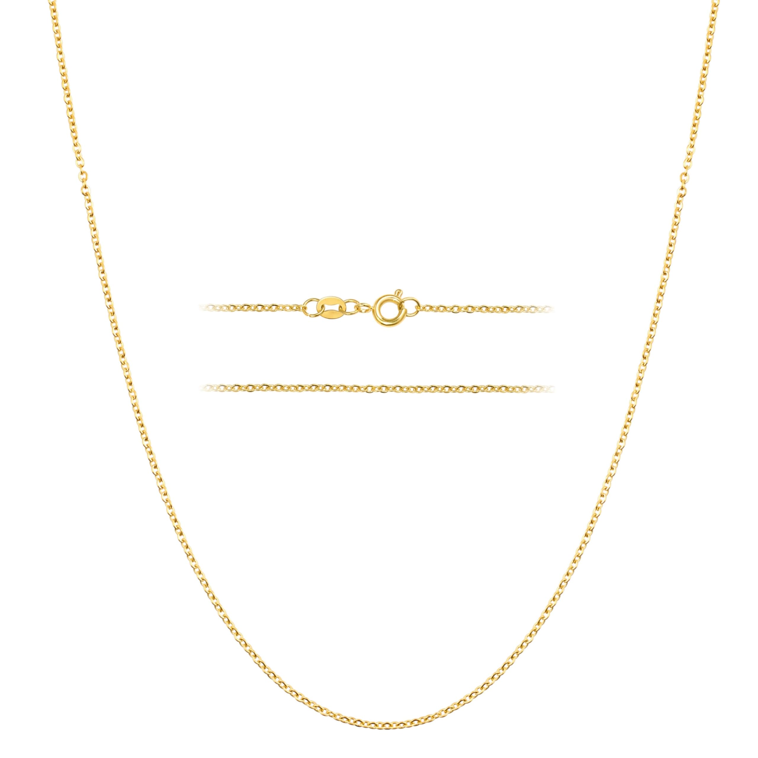 KISPER 24k Gold Cable Link Chain Necklace – Thin, Dainty, Gold Plated Stainless Steel Jewelry for Women & Men with Spring Ring Clasp, 18”