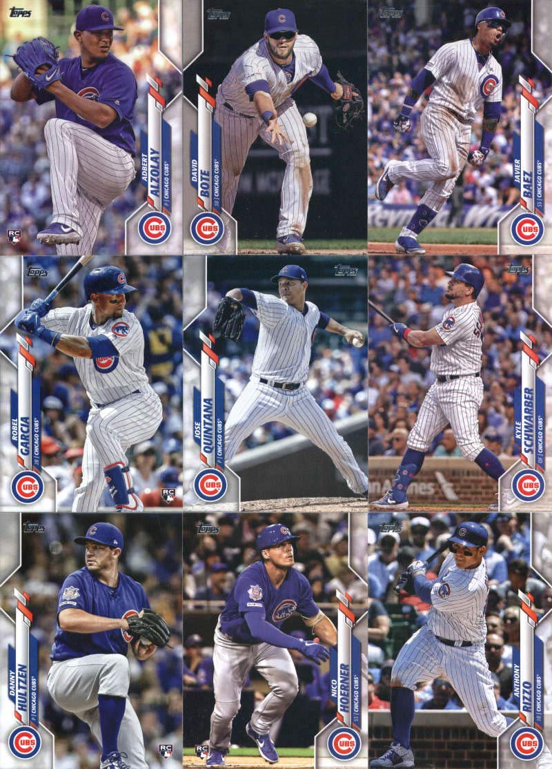 2020 Topps Complete (Series 1 & 2) Chicago Cubs Team Set of 24 Cards: Kyle Hendricks(#26), Albert Almora(#37), Anthony Rizzo(#51), Nico Hoerner(#70), Danny Hultzen(#103), Kyle Schwarber(#119), Jose Quintana(#139), Craig Kimbrel(#177), Robel Garcia(#283),