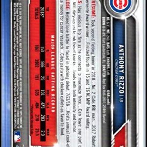 Baseball MLB 2019 Bowman #18 Anthony Rizzo #18 NM+ Cubs