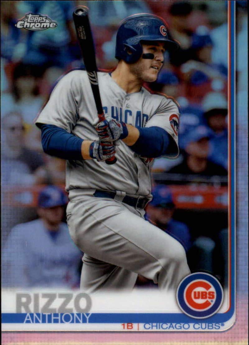 2019 Topps Chrome Baseball Refractor #130 Anthony Rizzo Chicago Cubs Official MLB Trading Card (Scan may show streaks not on card)