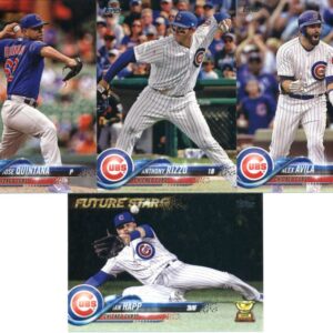 2018 Topps Chicago Cubs Team Set of 10 Baseball Cards (Series 1): Anthony Rizzo(#50), Alex Avila(#53), Ian Happ(#118), John Lackey(#171), Willson Contreras(#172), Jose Quintana(#175), Kyle Schwarber(#225), Javier Baez(#265), Jon Lester(#266), Koji Uehara(