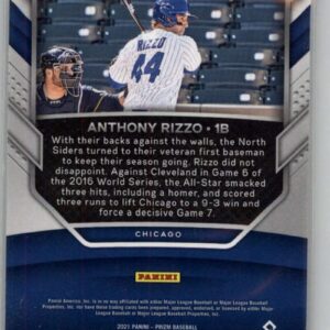 2021 Panini Prizm Championship Stage #8 Anthony Rizzo Chicago Cubs Official MLB PA Baseball Card in Raw (NM or Better) Condition