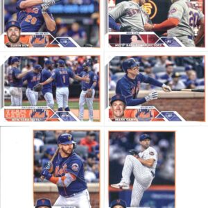 2023 Topps Complete Set (Series 1 & 2) New York Mets Team Set of 25 Cards: Pete Alonso(#20), Max Scherzer(#21), Jacob deGrom(#48), Darin Ruf(#70), Tylor Megill(#83), Brett Baty(#89), Eduardo Escobar(#118), Daniel Vogelbach(#147), Carlos Carrasco(#161), My