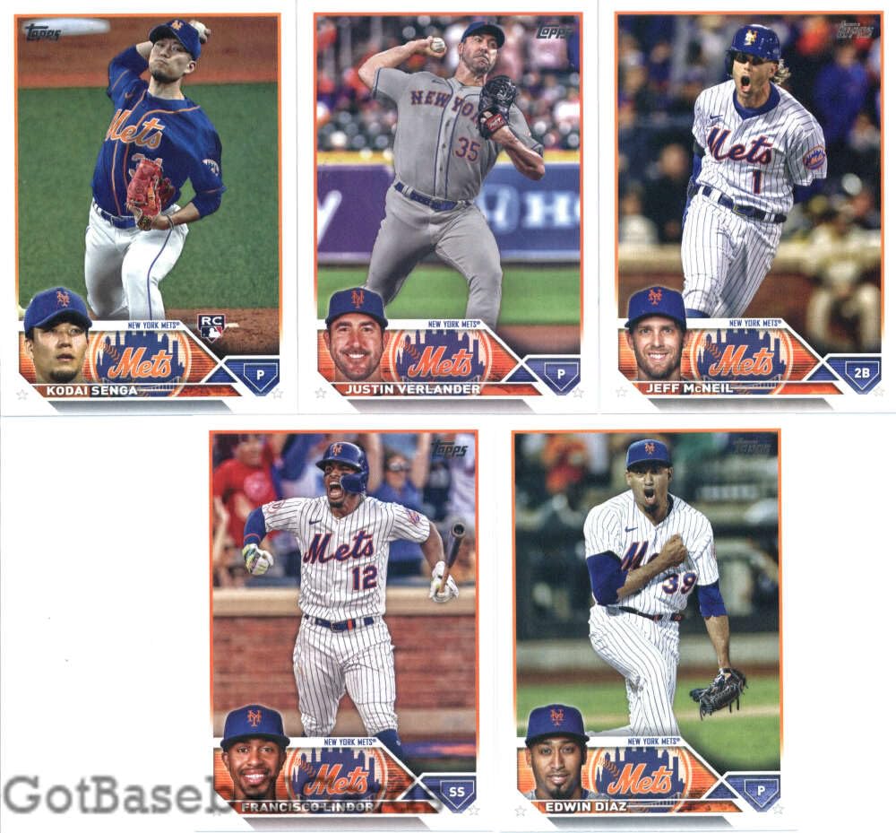 2023 Topps Complete Set (Series 1 & 2) New York Mets Team Set of 25 Cards: Pete Alonso(#20), Max Scherzer(#21), Jacob deGrom(#48), Darin Ruf(#70), Tylor Megill(#83), Brett Baty(#89), Eduardo Escobar(#118), Daniel Vogelbach(#147), Carlos Carrasco(#161), My