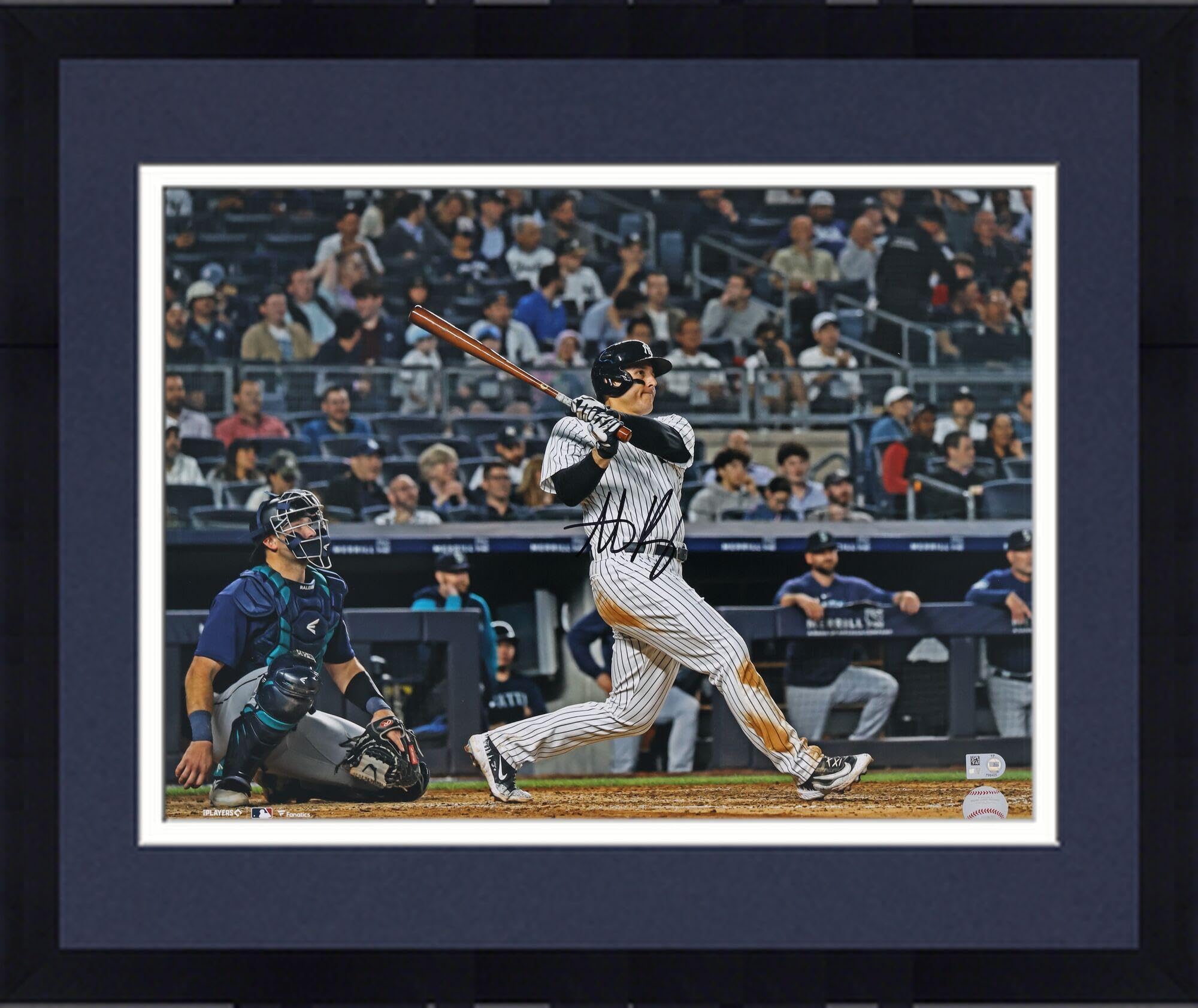 Framed Anthony Rizzo New York Yankees Autographed 16" x 20" Swing in Pinstripes Photograph - Autographed MLB Photos