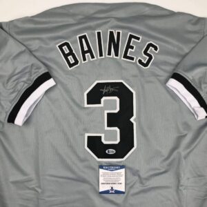 Autographed/Signed Harold Baines Chicago Grey Baseball Jersey Beckett BAS COA