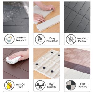 Easy Cut Snap Fit Plastic Interlocking Patio Deck Tiles (Pack of 36, 12"x3") Plastic Ivory Waterproof Outdoor Flooring All Weather Floor Decking for Balcony Backyard Garden DIY Inst