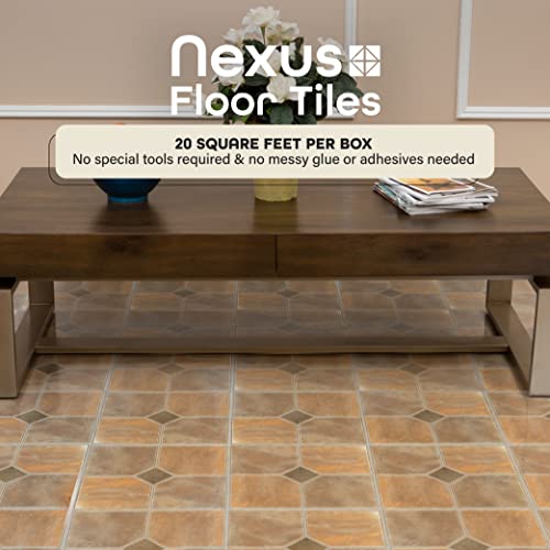Nexus Self Adhesive 12-Inch Vinyl Floor Tiles, 20 Tiles - 12" x 12", Rustic Slate Pattern - Peel & Stick, DIY Flooring for Kitchen, Dining Room, Bedrooms & Bathrooms by Achim Home Décor