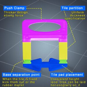 HeiLuon Tile Leveling System Clips 1/8'' 2500 Piece Tile Spacers Clips and Tools Harden Rubber Mallet Hammer 16 oz .Tile Tools Set for Professional Ceramic and Stone Installation