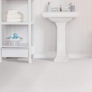 FloorPops FP2946 Lattice Peel Stick Floor Tiles, White & Off-White