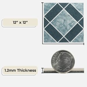 Achim Home Furnishings FTVGM30320 Nexus 12-Inch Vinyl Tile, Geo Light and Dark Blue Diamond Pattern, 20-Pack, 12"W x 12"L x 1.2mm T