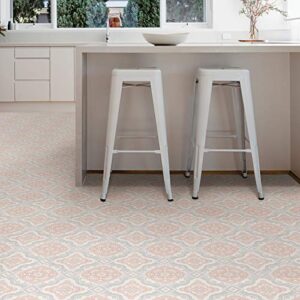 FloorPops FP3566 Cecilia Peel Stick Floor Tiles, White & Off-White