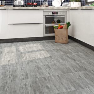 Livelynine 32-Tiles Stick on Floor Tiles Waterproof Peel and Stick Floor Tile for Kitchen Bathroom Bedroom Floors Retro Easy Vinyl Flooring Peel and Stick 12X12" Light Grey Wood Laminate Flooring