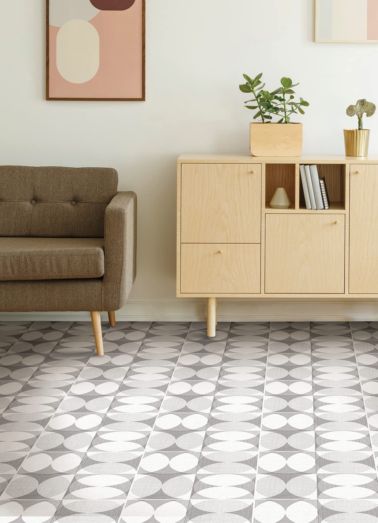 FloorPops 12-in by 12-in Grey Norma Vinyl Peel & Stick Floor Tiles (10 Tiles), (10 sq.ft./Carton)