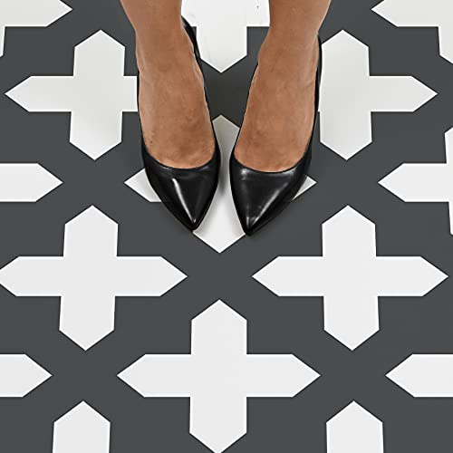 Wall Pops FloorPops FP3308 Nordic Peel & Stick Floor Tiles, Black