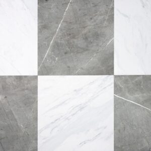 FloorPops x Chris Loves Julia 12-in by 12-in Bonneville Grey & White Marble Peel & Stick Floor Tiles, FP4421