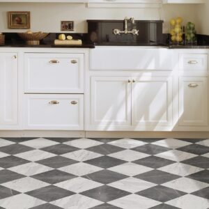 FloorPops x Chris Loves Julia 12-in by 12-in Bonneville Grey & White Marble Peel & Stick Floor Tiles, FP4421