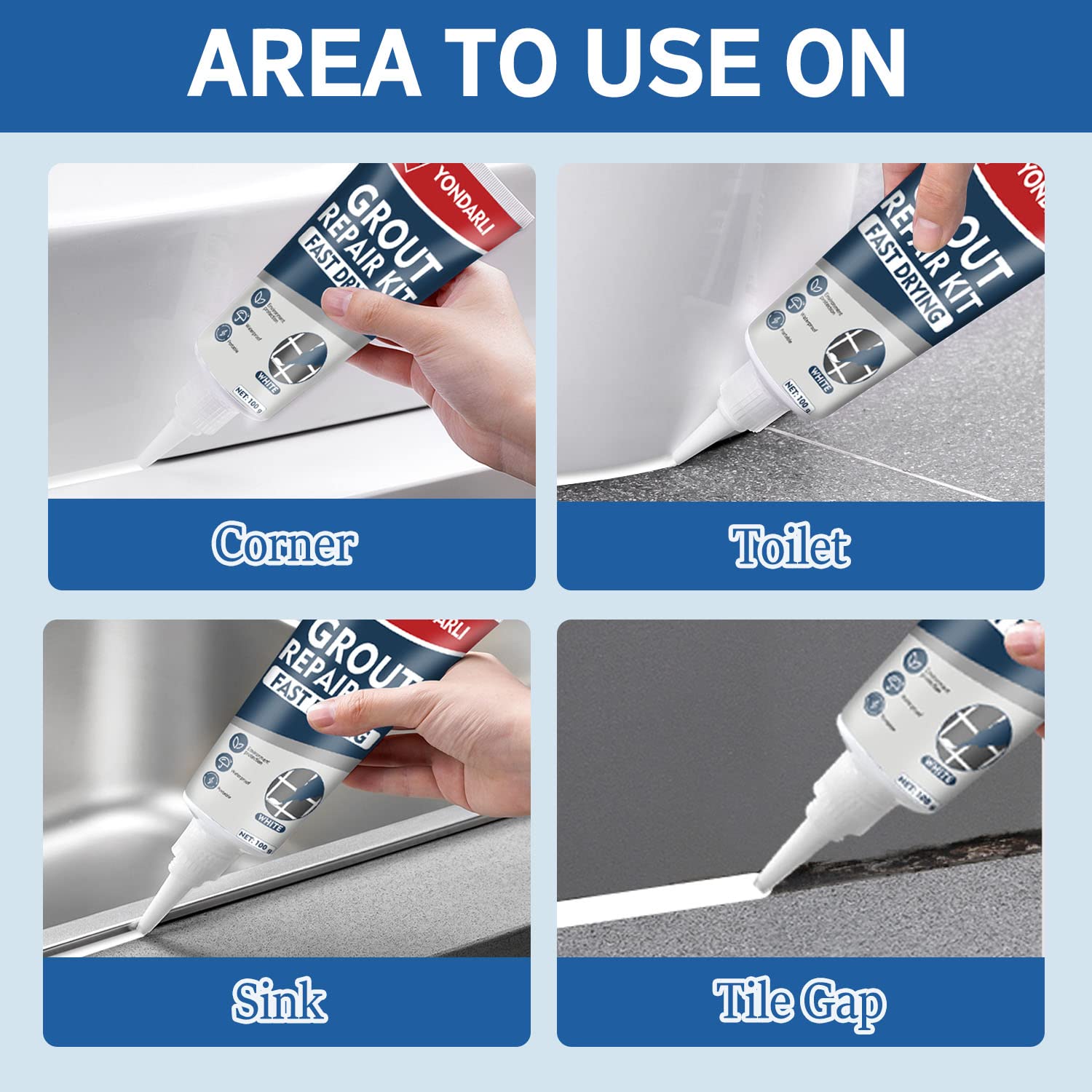 Tile Grout, 2 Pack White Grout Filler Tube, Grout Sealer for Bathroom, Shower, Kitchen, Floor Tile, Fast Drying Grout Pen Paint, Grout Repair Kit Restore and Renew Tile Joints Line, Gaps