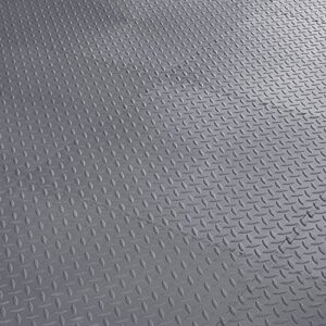 VersaTex Garage Floor 18 x 18 inch Square Rubber Diamond Plate Interlocking Floor Tiles for Home Gym, Garage Flooring, Trade Show Flooring, Basement Tiles, 16 Pack (Gray)