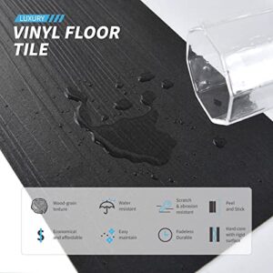 Art3d 36-pack 54 Sq.ft Peel and Stick Floor Tiles Vinyl Plank Flooring Wood Look, Adhesive and Waterproof Tile Sticker for Bedroom, Living Room, Kitchen, RV in Black