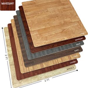 Sorbus 48Sq. Ft. Wood Grain Floor Tiles Foam Mat EVA Interlocking Mats Tile 3/8-Inch Thick Flooring Wood Puzzle Exercise Mats w/Borders - Home Playroom Basement, Apartment, Trade Show, Baby, Dance