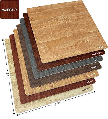 Sorbus 48Sq. Ft. Wood Grain Floor Tiles Foam Mat EVA Interlocking Mats Tile 3/8-Inch Thick Flooring Wood Puzzle Exercise Mats w/Borders - Home Playroom Basement, Apartment, Trade Show, Baby, Dance