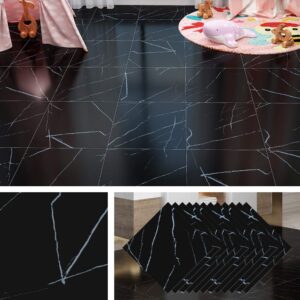 Livelynine Black Peel and Stick Floor Tile 32 Pack 12X12" Marble Vinyl Flooring Peel and Stick Tile Floor for Kitchen Bedroom Bathroom Floor Tiles Peel and Stick Waterproof Flooring Tile Stickers